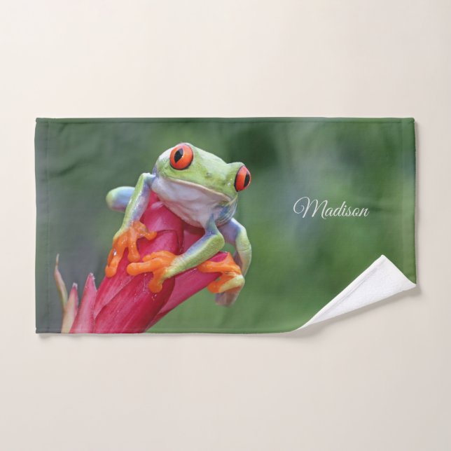 Nom personnalisé Grenouille (Serviette à main)