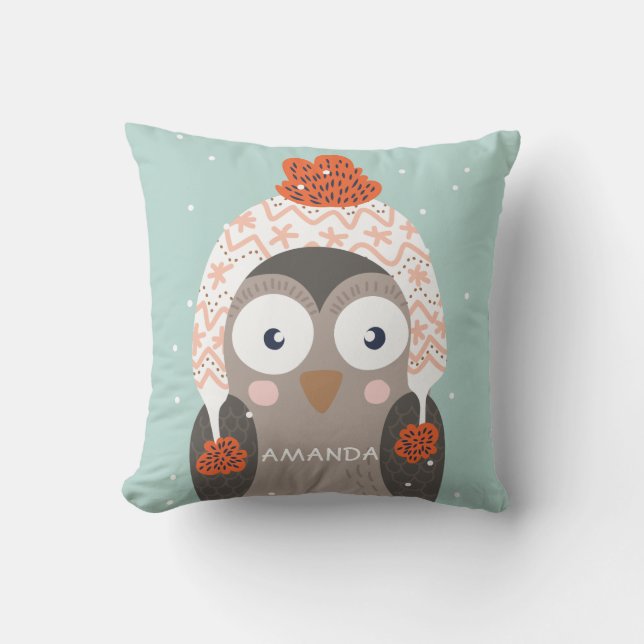 Nom personnalisé Hiver Animaux lancer des oreiller (Recto)