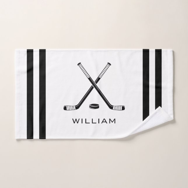 Nom personnalisé Hockey sur glace Blancs (Serviette à main)