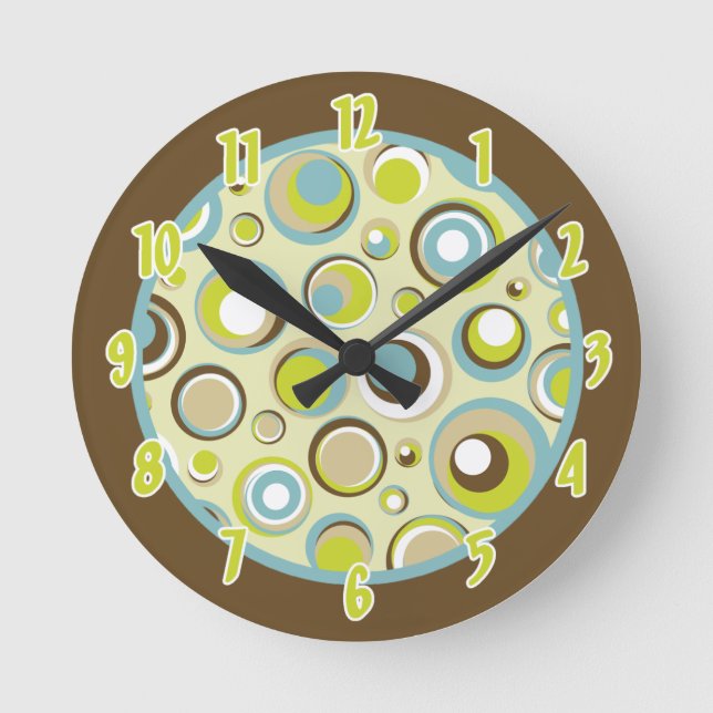 Nom personnalisé Horloge 1970's Retro Circle (Recto)