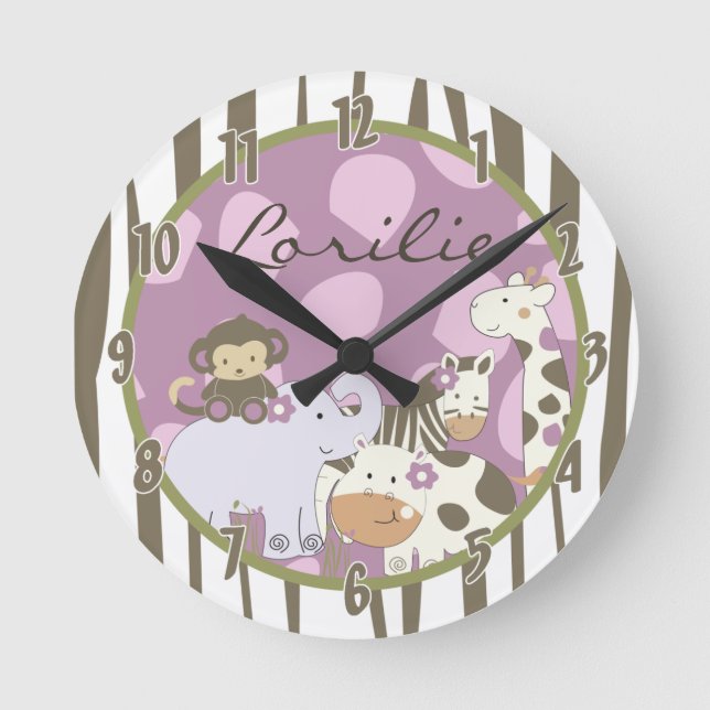 Nom personnalisé Horloge murale Jacana Girly Jungl (Recto)