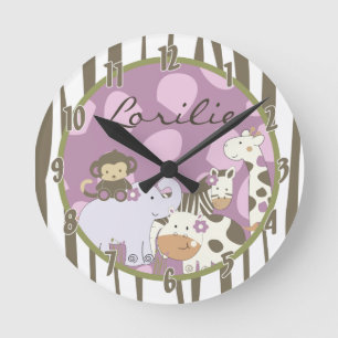 Nom personnalisé Horloge murale Jacana Girly Jungl