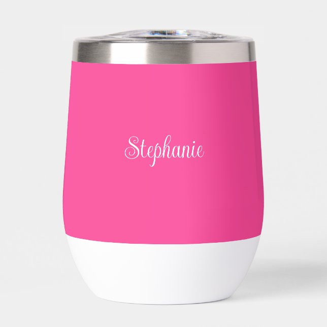 Nom personnalisé Hot Rose Script Monogramme (Avant)