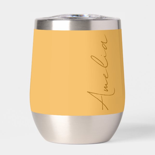 Nom personnalisé Jaune Tumbler à vin thermique (Avant)