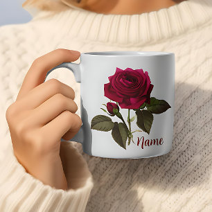 Nom personnalisé Joli Rose Flower Coffee Mug