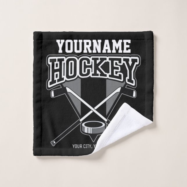 NOM Personnalisé Joueur de hockey Stick Puck Team (Gant de toilette)