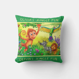 Nom personnalisé jungle animaux grand coussin pour