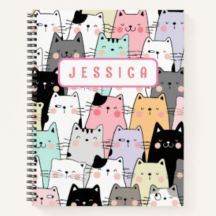 Nom personnalisé Kawaii Carnet de chat