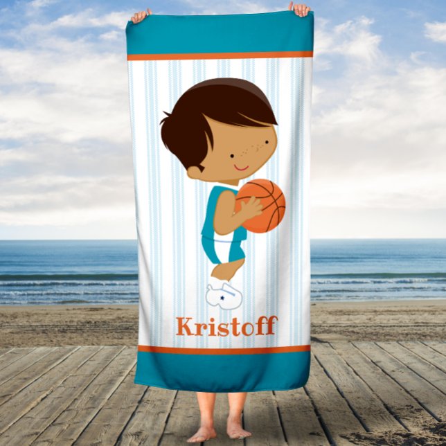 Nom personnalisé Kids Basketball serviette de bain (Créateur téléchargé)