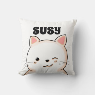 NOM PERSONNALISÉ KITTY CAT ART ENFANTS Coussins