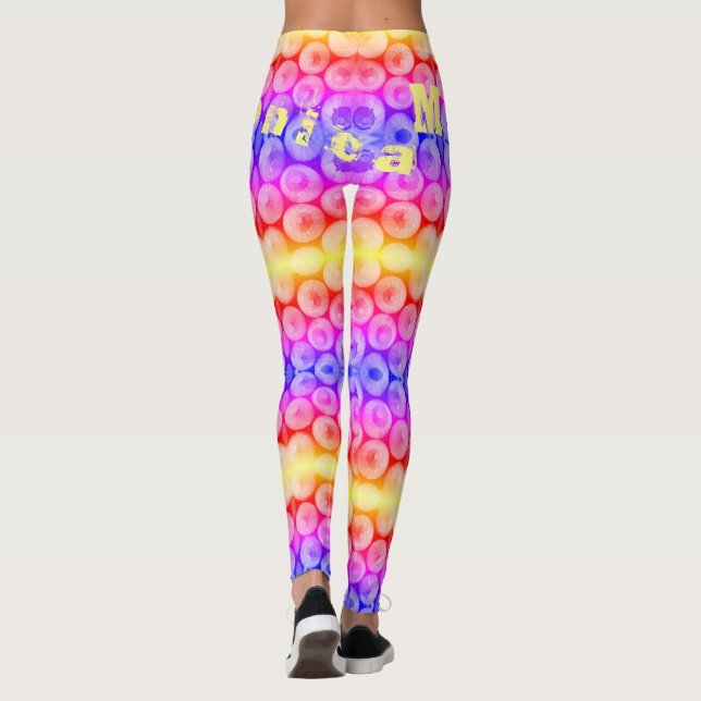 Nom personnalisé Leggings arc-en-ciel (Dos)