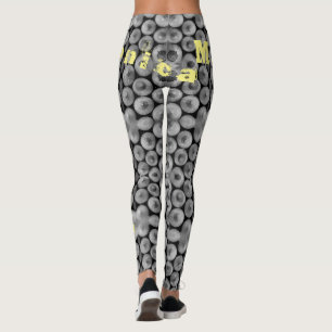 Nom personnalisé Leggings au crayon noir et blanc