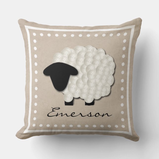 Nom personnalisé Little Lamb Nursery Coussin (Recto)