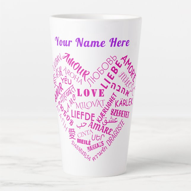 Nom personnalisé Love Texte Latte Mug (Devant)