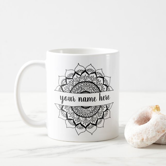 Nom personnalisé Mandala Mug (Avec donut)