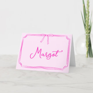 Nom personnalisé manuscrit Coquette Bow Carte pour