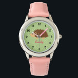 Nom personnalisé mignon hérisson rose filles regar<br><div class="desc">Nom personnalisé mignon hérisson rose les filles regarder. Montres à poignet personnalisables pour petits enfants. Idée cadeau d'anniversaire ou de Noël pour les petites filles. Design vectoriel animal de la forêt douce. Faites votre propre chronomètre pour fille, belle-fille, petite-fille, petit-enfant, etc. Ajoutez votre propre nom personnalisé ou des lettres monogrammes...</div>