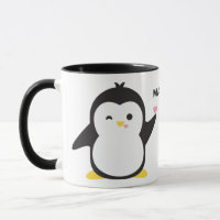 Nom personnalisé mignon pingouins tasses