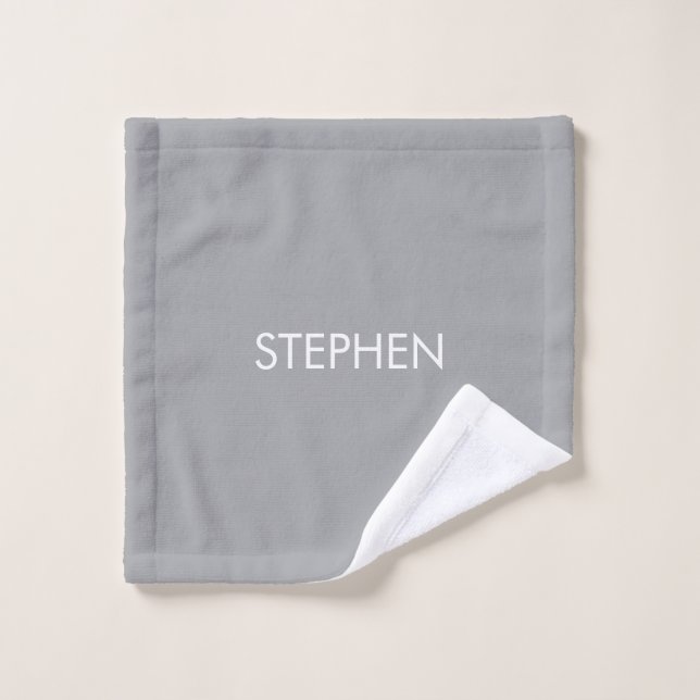 Nom personnalisé minimaliste gris  (Gant de toilette)