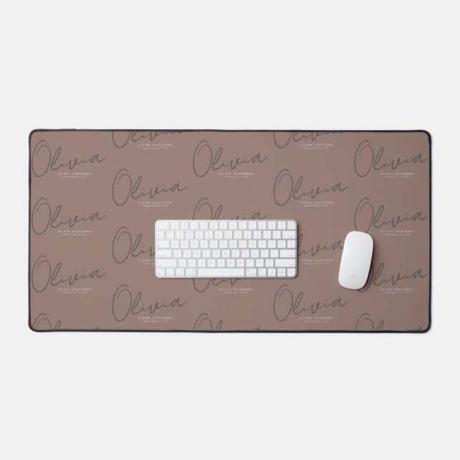 Nom personnalisé Minimaliste Mocha Brun Script (Clavier et souris)