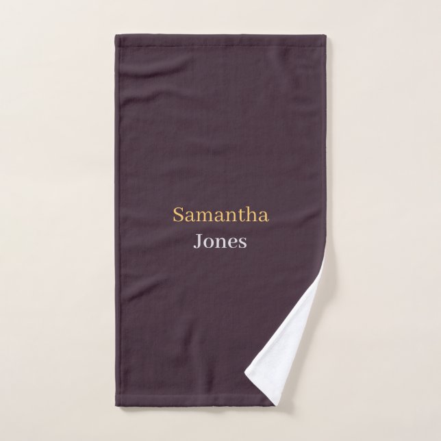 Nom personnalisé minimaliste moderne bordeaux (Serviette à main)