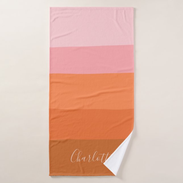 Nom personnalisé Modern rose Orange Bande de solei (Serviette de bain)