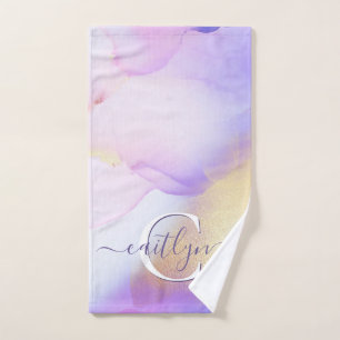 Nom personnalisé Monogram Purple Aquarelle Luxe
