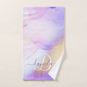 Nom personnalisé Monogram Purple Aquarelle Luxe