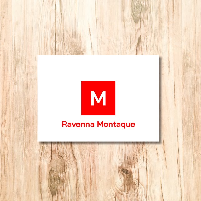 Nom personnalisé monogramme moderne rouge néon  (Créateur téléchargé)