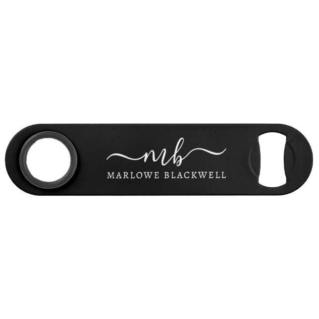 Nom personnalisé Monogramme noir blanc (Devant (Horizontal))