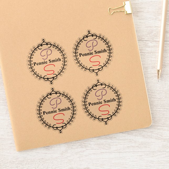 Nom personnalisé Monogramme Stickers de vinyle tra (Carnet)