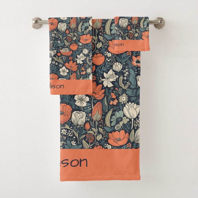 Nom personnalisé Motif de fleurs colorées (En situation)