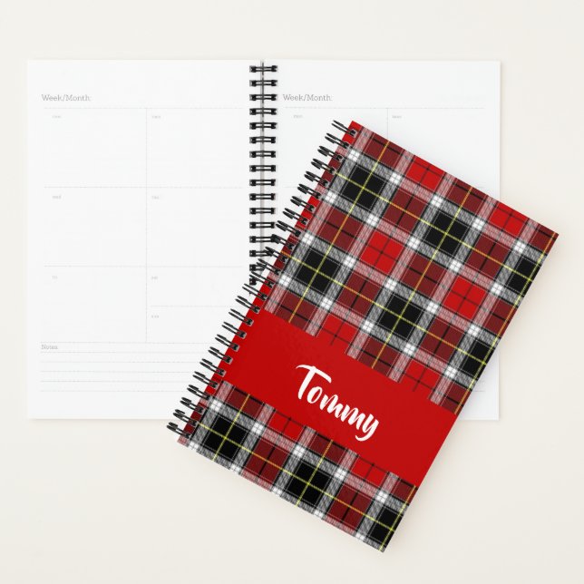Nom personnalisé motif plaid rouge (Devant avec enveloppe)