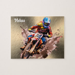 Nom personnalisé Motocross Puzzle