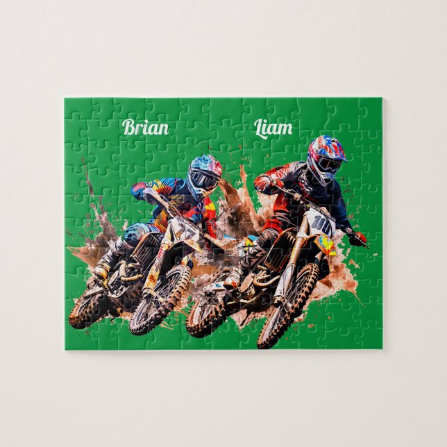 Nom personnalisé Motocross Puzzle (Horizontal)