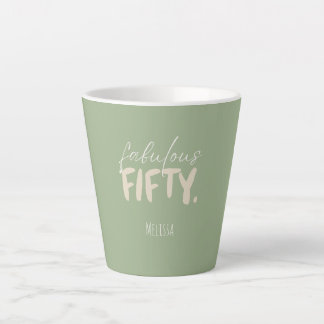 Nom personnalisé - Mug Fifty Latte Vert Sauge Beig