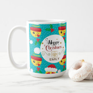 Nom personnalisé Mugs cadeaux de Noël - Mugs Emoji