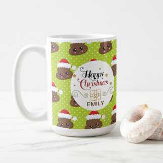 Nom personnalisé Mugs cadeaux de Noël - Poo Emoji