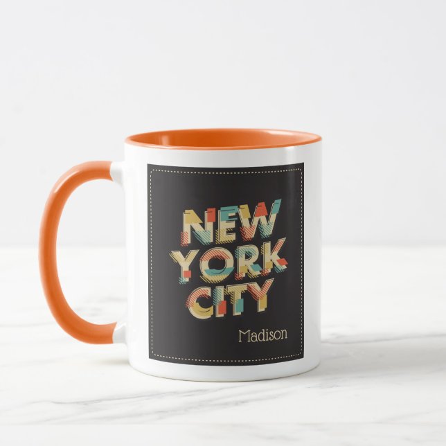 Nom personnalisé New York City Typography mugs (Gauche)