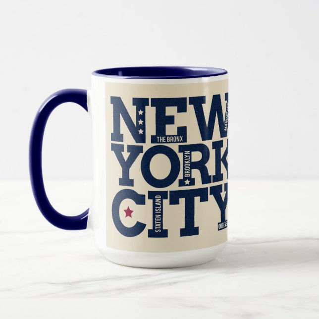 Nom personnalisé New York City Typography mugs (Gauche)