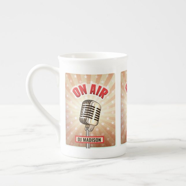 Nom personnalisé "On Air" Microphone mug (Gauche)