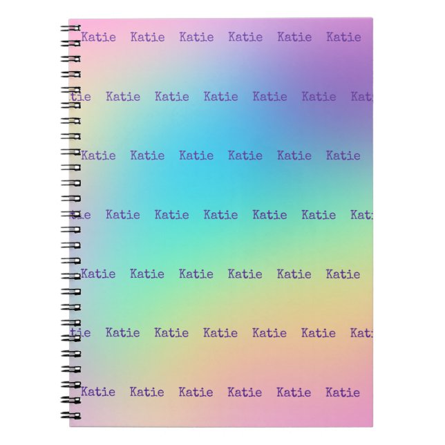 Nom personnalisé Pastel Rainbow Carnet dégradé (Devant)