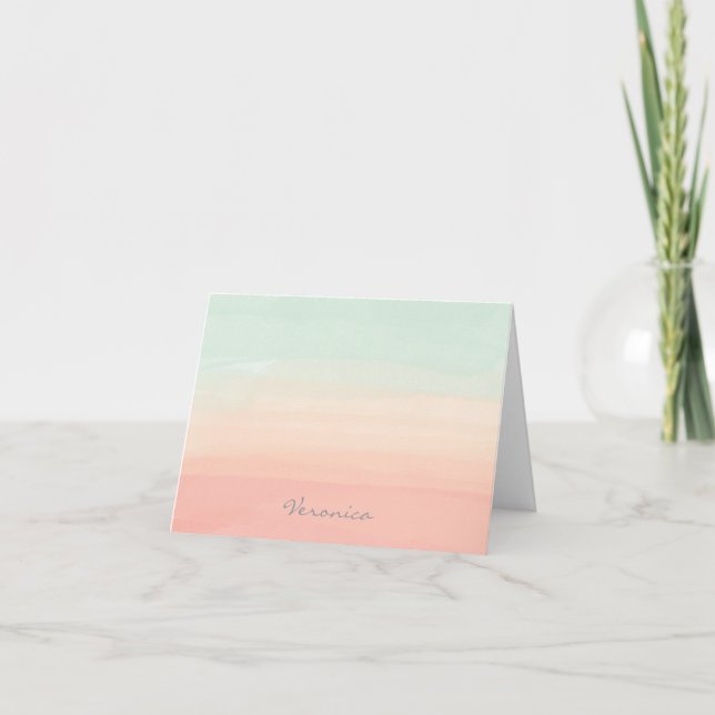 Nom personnalisé Pastel Watercolor Peach Mint (Devant)