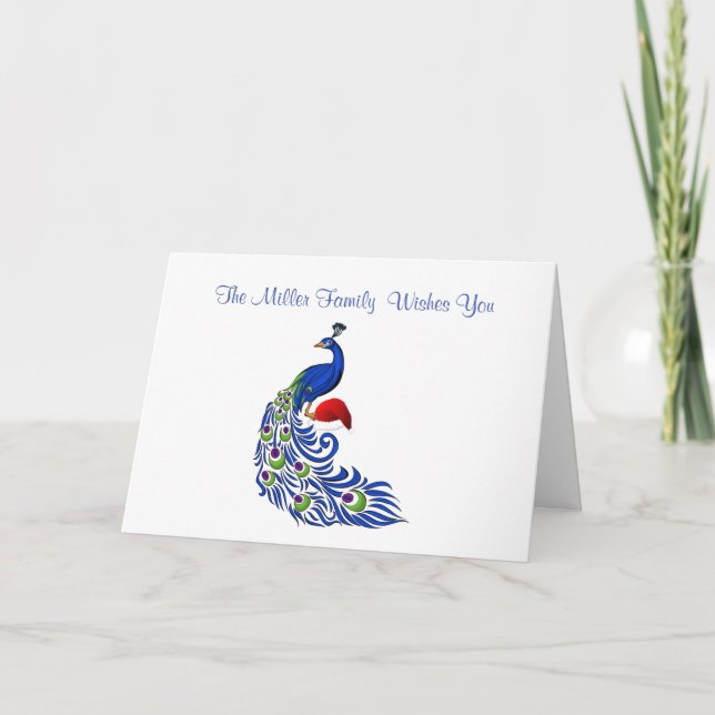 Nom personnalisé Peacock carte de Noël (Devant)