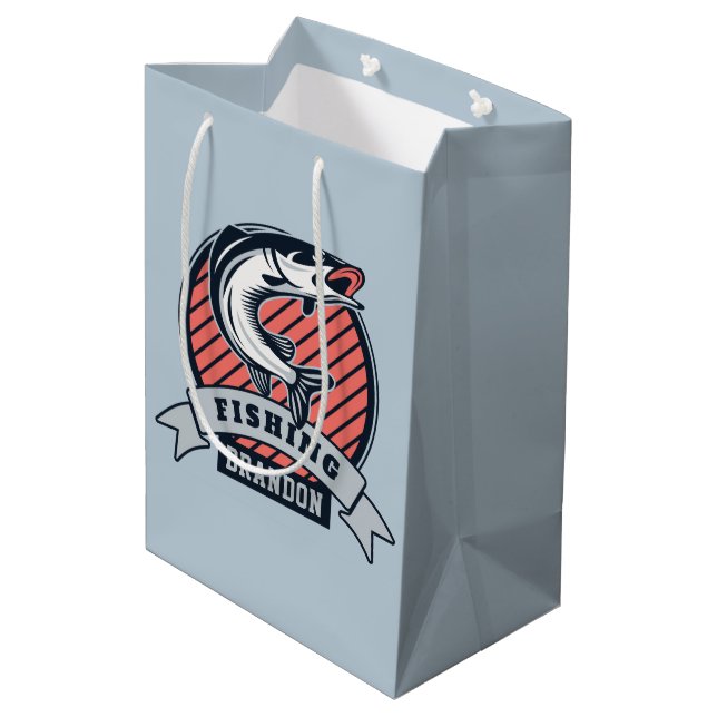 Nom personnalisé Pêche Logo Sacs cadeaux (Dos Angle)