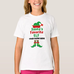 Nom personnalisé Père Noël T-shirt Elf favori