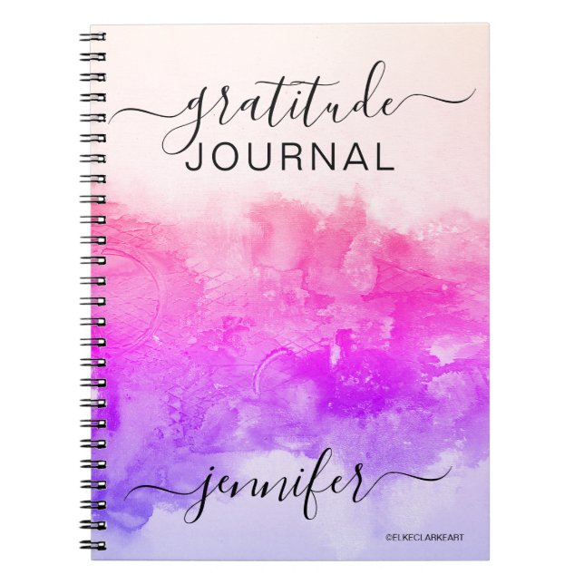 Nom personnalisé Pink Abstrait Gratitude Journal (Devant)