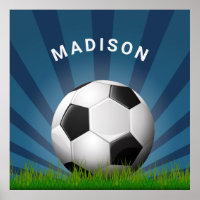 Nom personnalisé Poster du ballon de football rétr