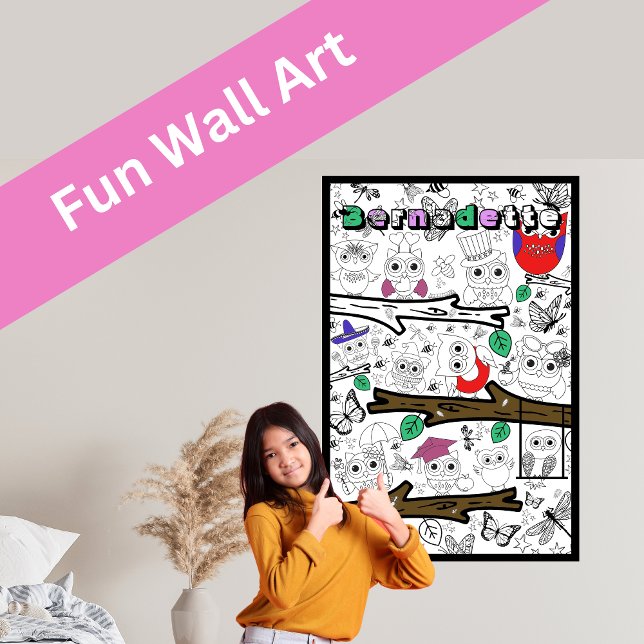 Nom personnalisé Posters de coloriage de hibou géa (Créateur téléchargé)