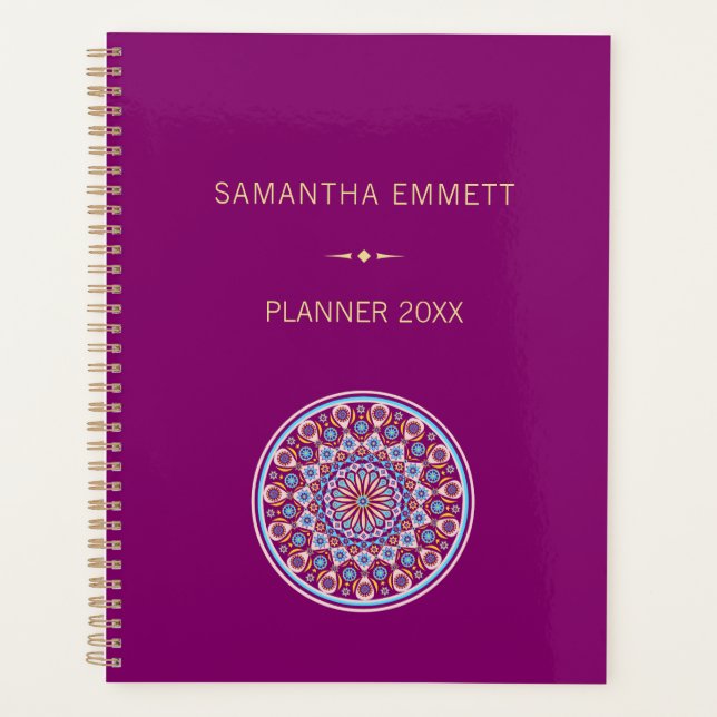 Nom personnalisé Purple Colorée Mandala Planner (Devant)